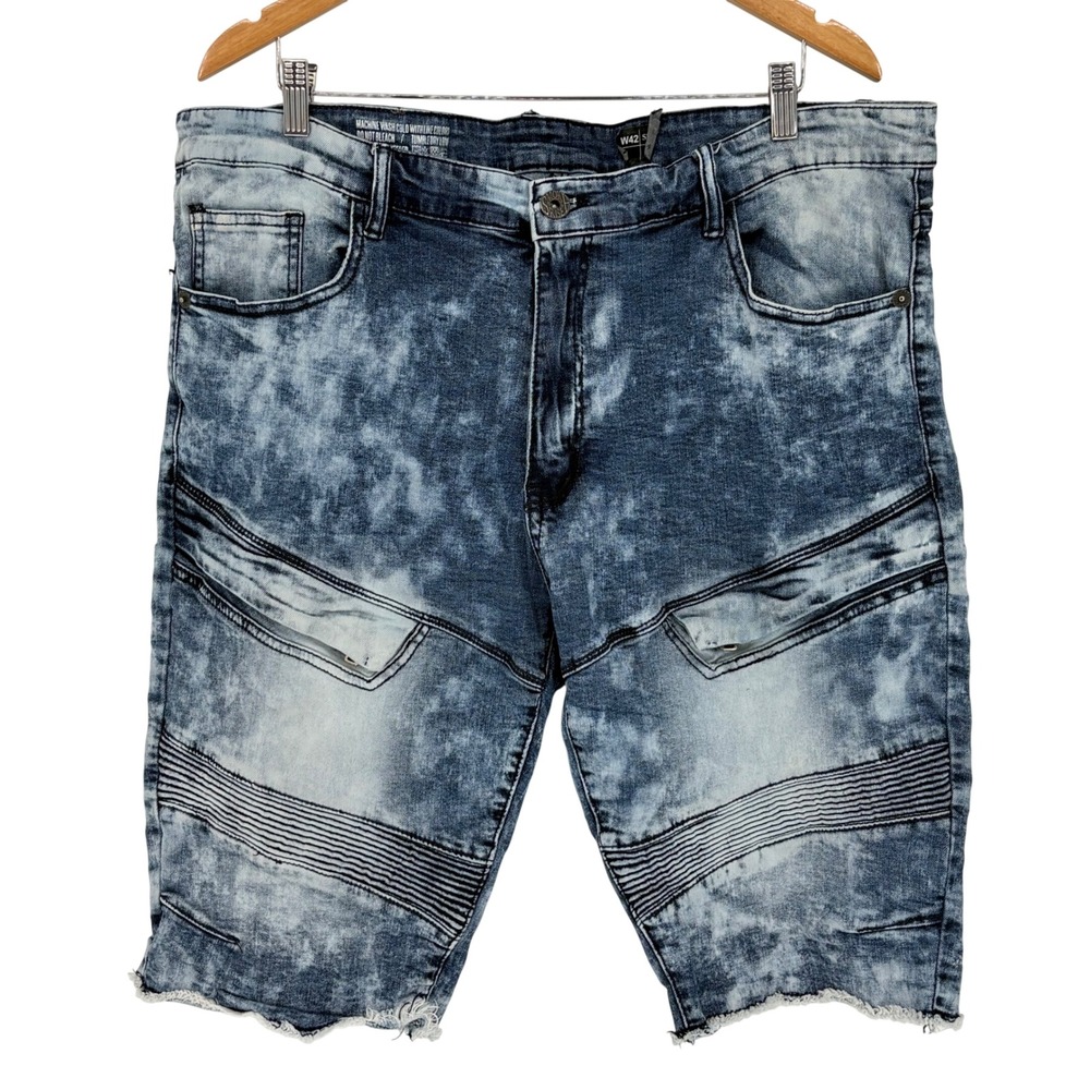 Smoke Rise Men's Size‎ 42 Acid Wash Moto Denim Shorts Distressed Biker Vintage